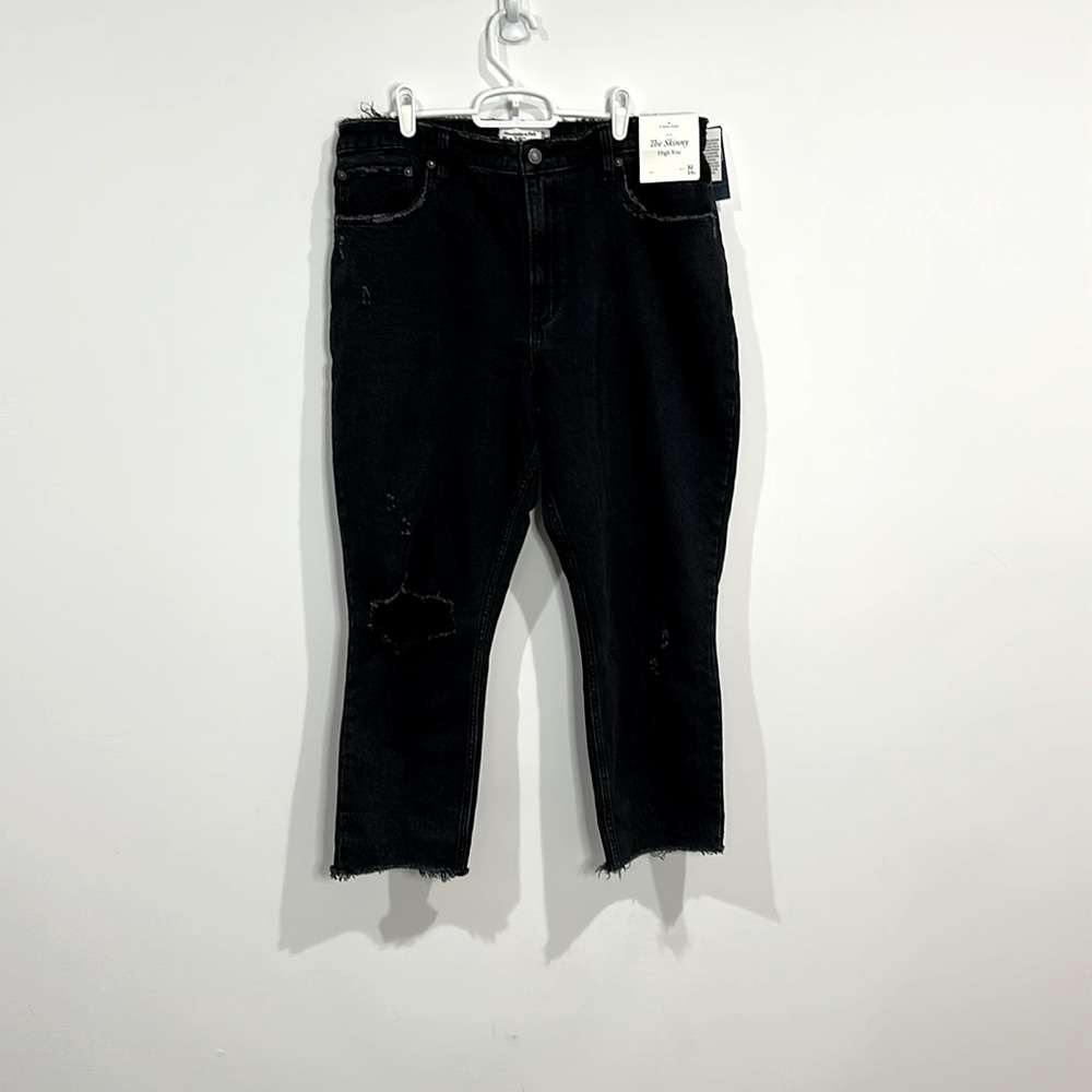 Abercrombie Fitch 14 32 The Skinny High Rise Curve Love Women's Black Jeans NWT